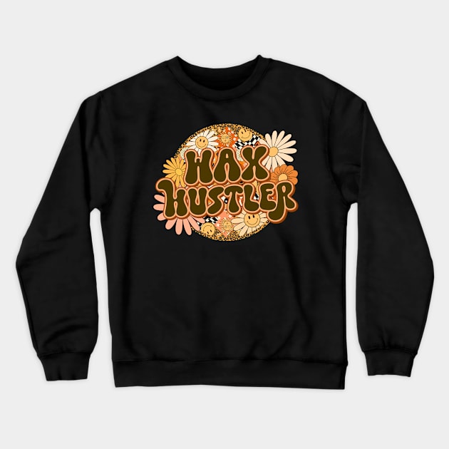 Wax Hustler Retro Groovy Floral Leopard Crewneck Sweatshirt by BuddyandPrecious